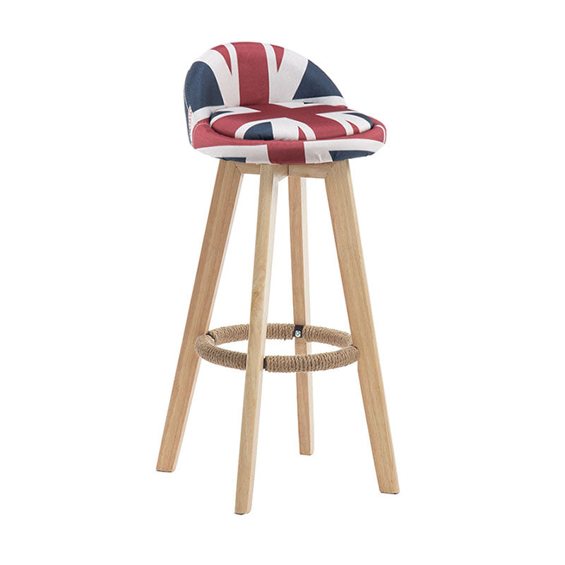 Modern Rotatable Backrest Counter Stool Wood Cafe Bar Stool with Pedal and Cushion