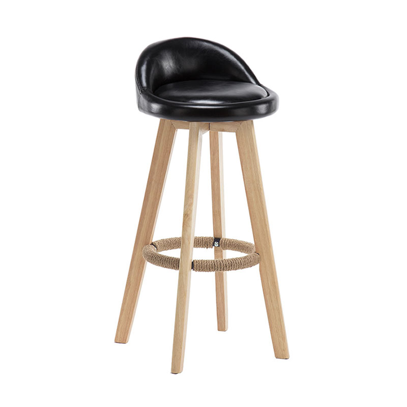 Modern Rotatable Backrest Counter Stool Wood Cafe Bar Stool with Pedal and Cushion