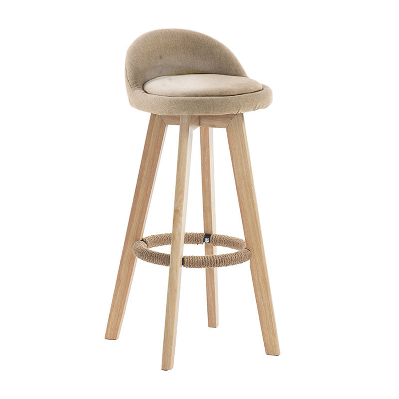 Modern Rotatable Backrest Counter Stool Wood Cafe Bar Stool with Pedal and Cushion