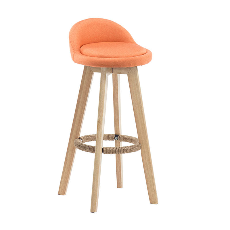 Modern Rotatable Backrest Counter Stool Wood Cafe Bar Stool with Pedal and Cushion
