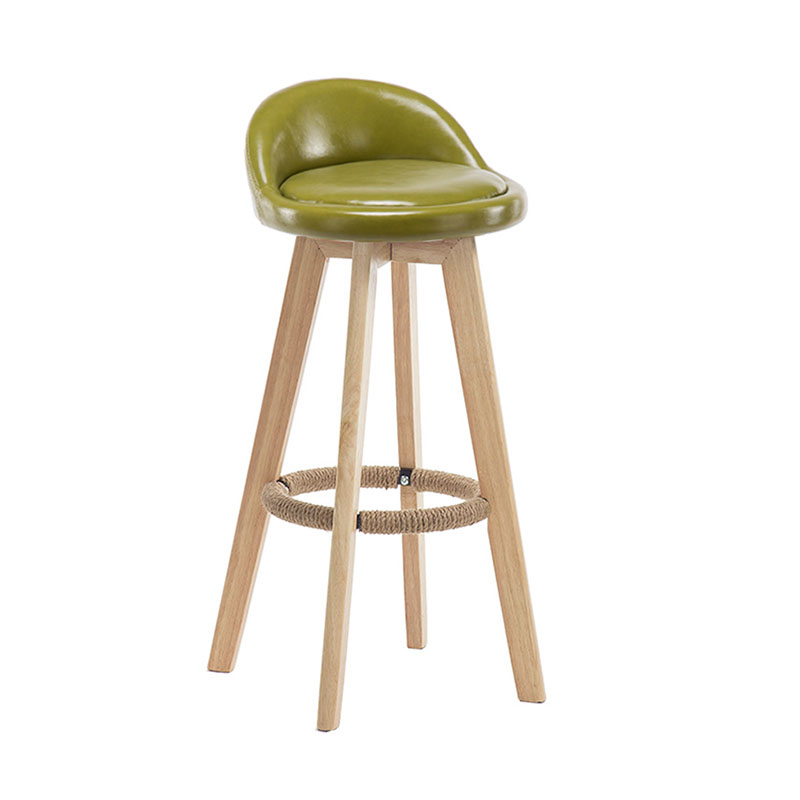 Modern Rotatable Backrest Counter Stool Wood Cafe Bar Stool with Pedal and Cushion