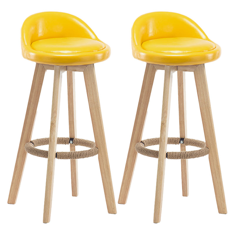 Modern Rotatable Backrest Counter Stool Wood Cafe Bar Stool with Pedal and Cushion