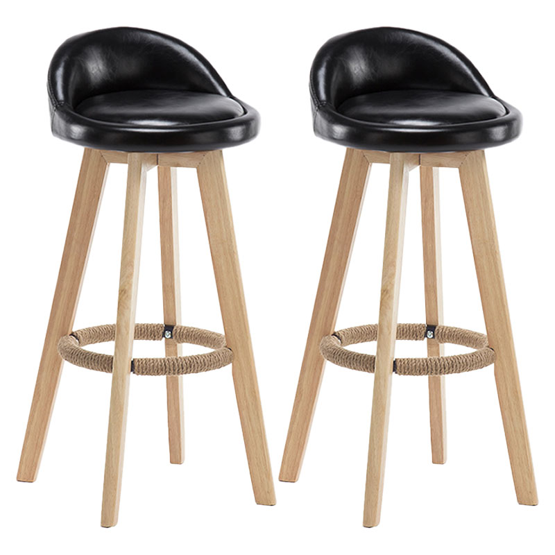Modern Rotatable Backrest Counter Stool Wood Cafe Bar Stool with Pedal and Cushion