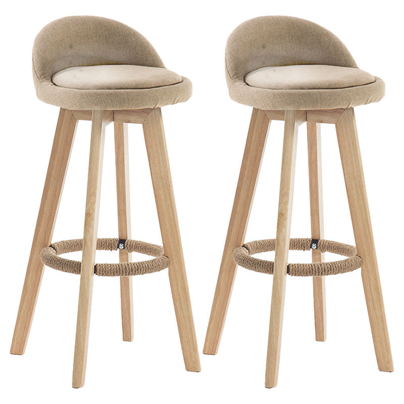 Modern Rotatable Backrest Counter Stool Wood Cafe Bar Stool with Pedal and Cushion