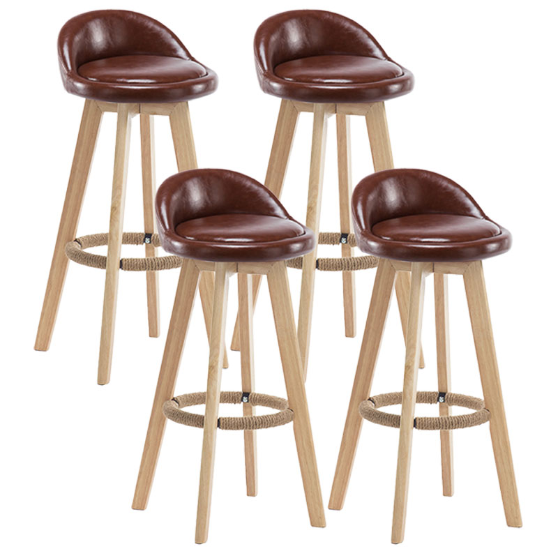 Modern Rotatable Backrest Counter Stool Wood Cafe Bar Stool with Pedal and Cushion