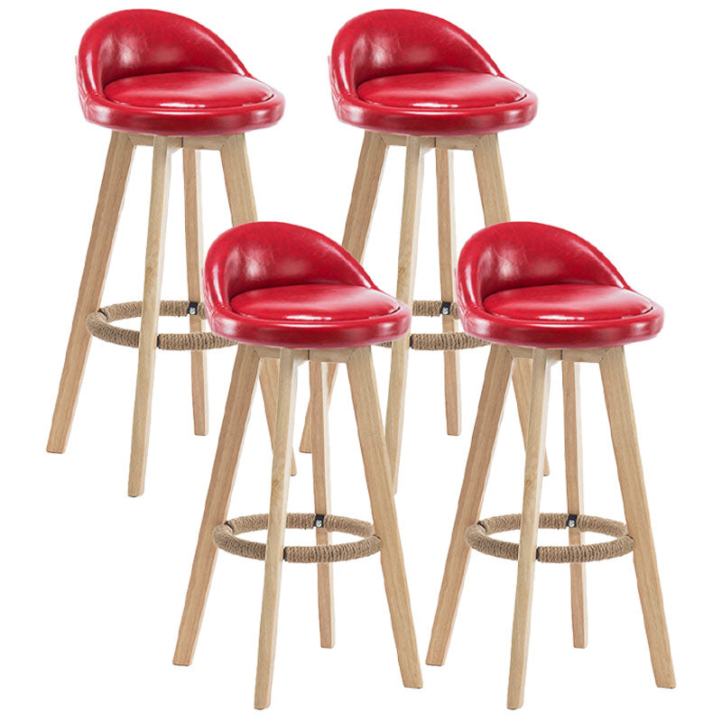Modern Rotatable Backrest Counter Stool Wood Cafe Bar Stool with Pedal and Cushion
