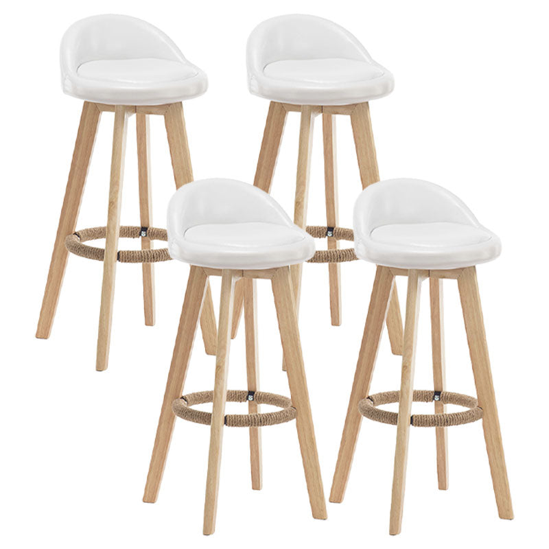 Modern Rotatable Backrest Counter Stool Wood Cafe Bar Stool with Pedal and Cushion