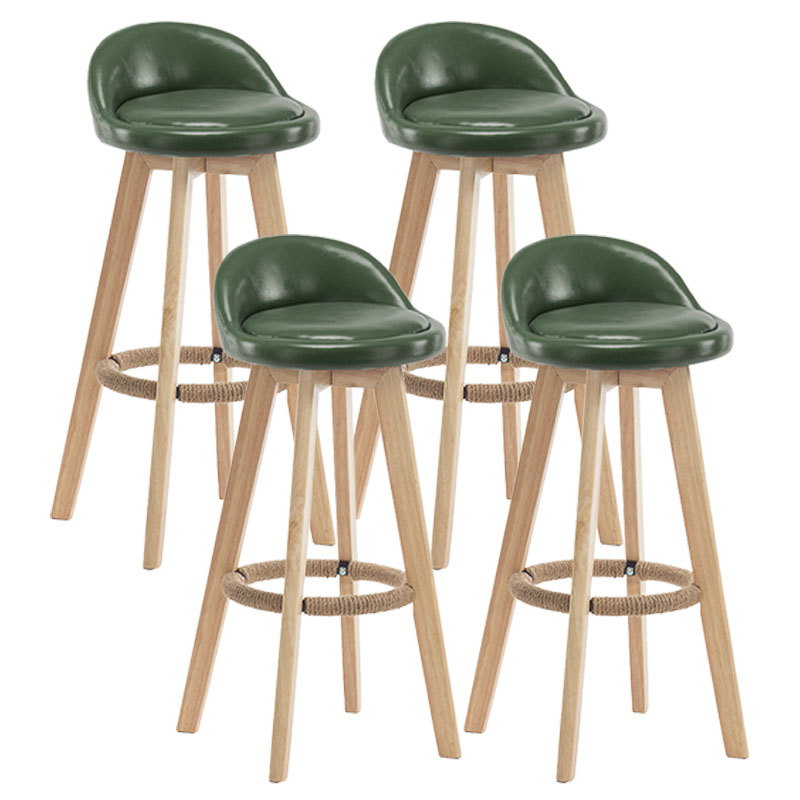 Modern Rotatable Backrest Counter Stool Wood Cafe Bar Stool with Pedal and Cushion