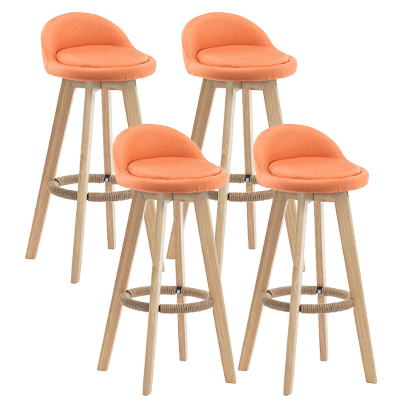 Modern Rotatable Backrest Counter Stool Wood Cafe Bar Stool with Pedal and Cushion