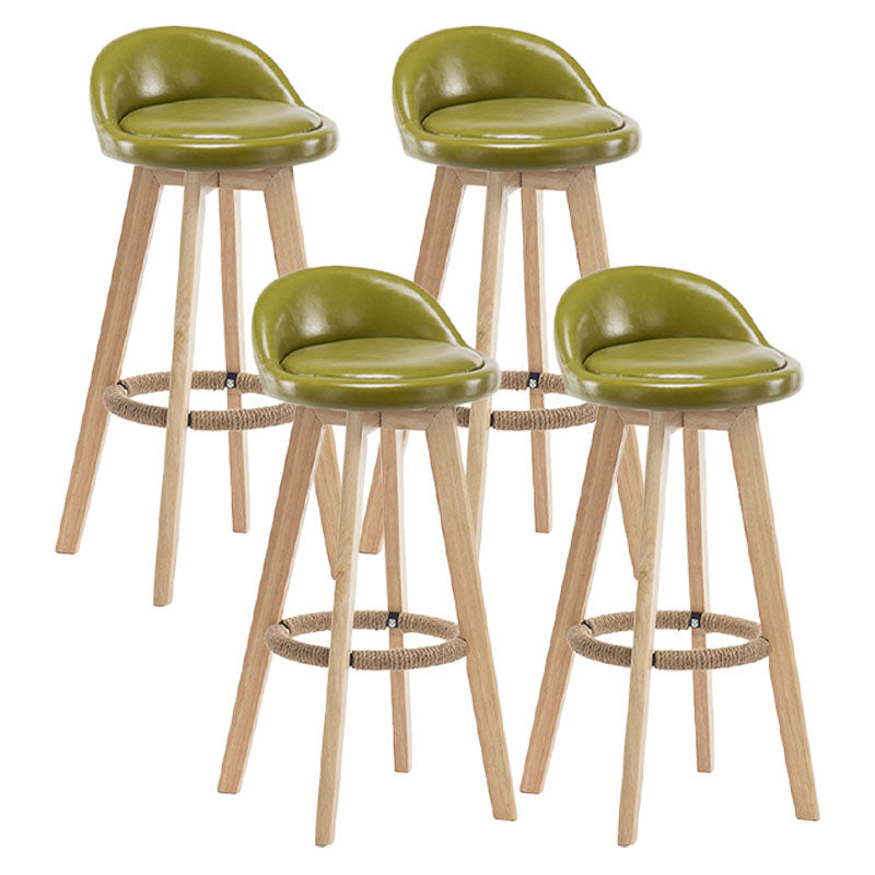 Modern Rotatable Backrest Counter Stool Wood Cafe Bar Stool with Pedal and Cushion