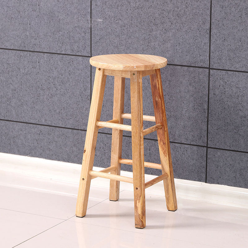 Moderner Barhocker aus Holz ohne Rückenlehne, Barhocker aus Holz mit Sitz und Pedal aus Holz