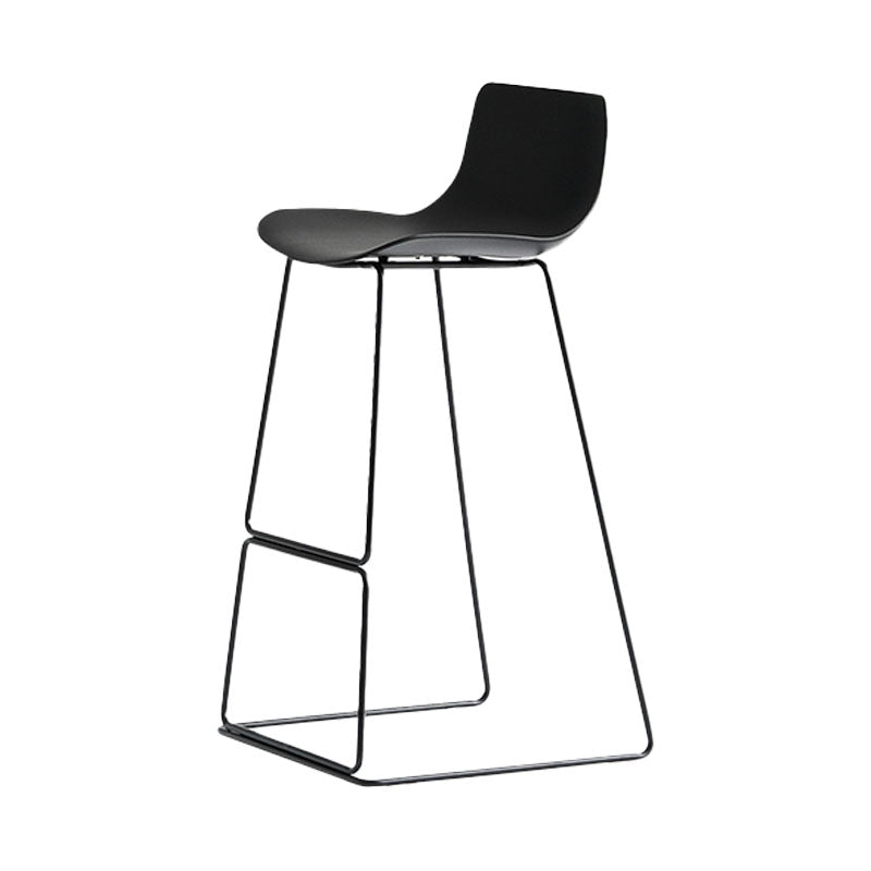 Modern Armless Backrest Counter Stool Steel Kitchen Bar Stool with Plastic Seat and Pedal