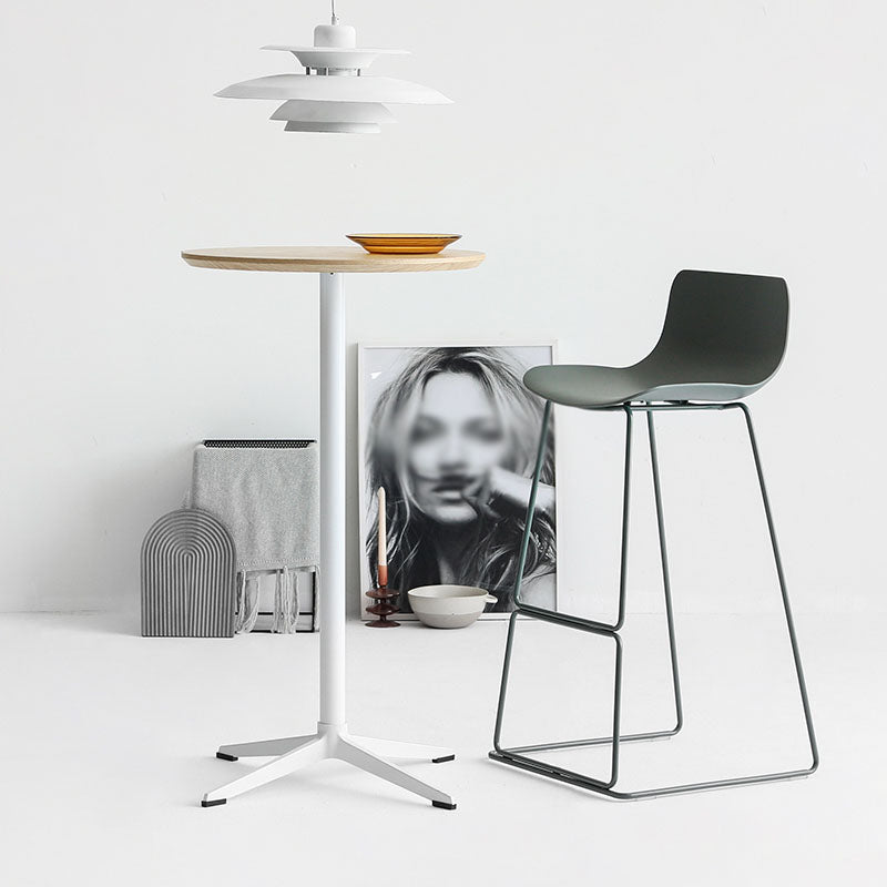 Modern Armless Backrest Counter Stool Steel Kitchen Bar Stool with Plastic Seat and Pedal