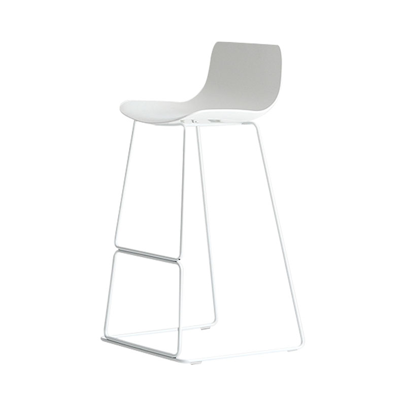 Modern Armless Backrest Counter Stool Steel Kitchen Bar Stool with Plastic Seat and Pedal