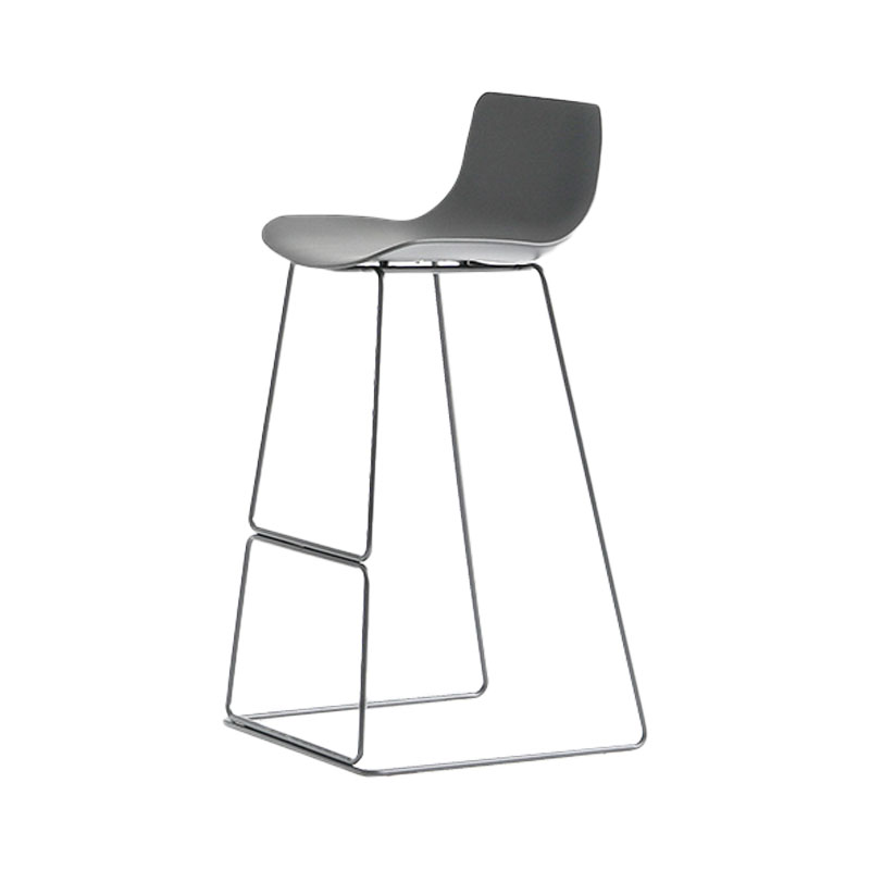 Modern Armless Backrest Counter Stool Steel Kitchen Bar Stool with Plastic Seat and Pedal