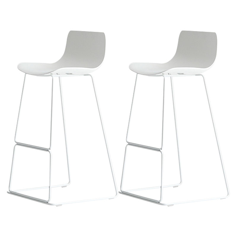 Modern Armless Backrest Counter Stool Steel Kitchen Bar Stool with Plastic Seat and Pedal