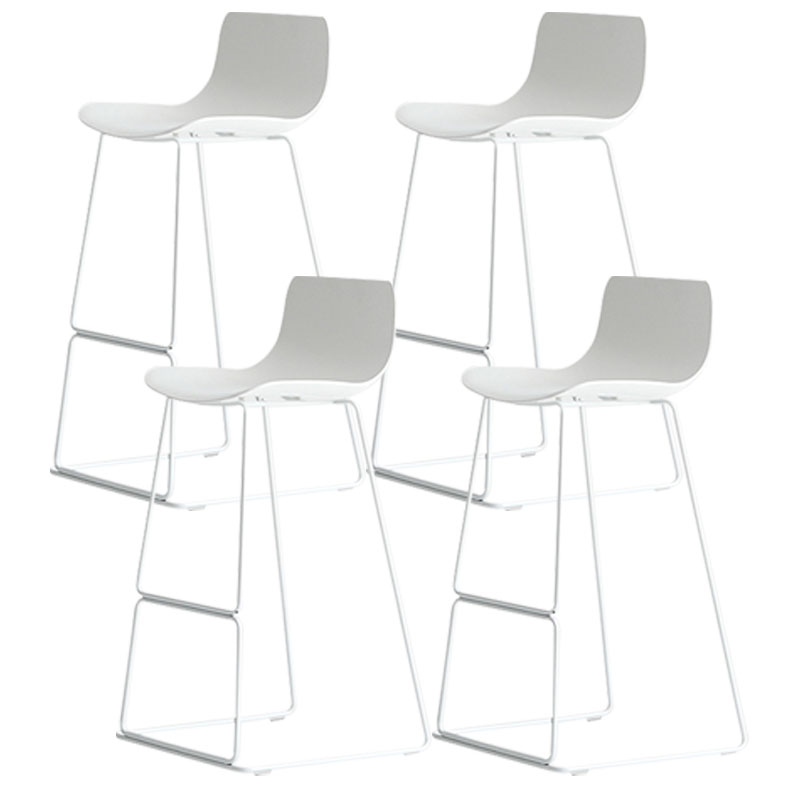 Modern Armless Backrest Counter Stool Steel Kitchen Bar Stool with Plastic Seat and Pedal