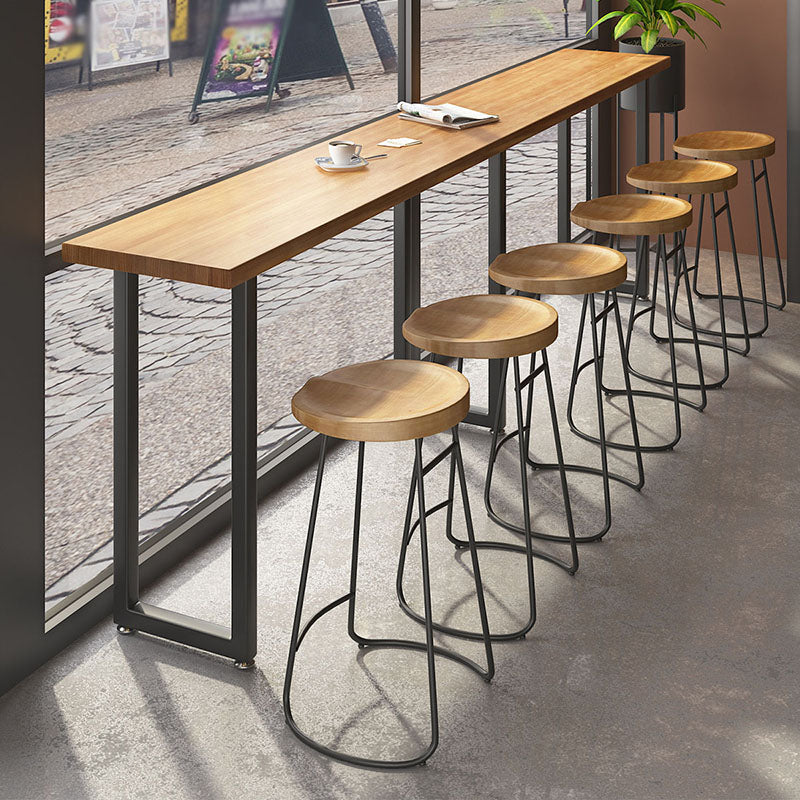 Modern Wood Pub Table with Rectangle Table Top Black Trestle Table with 42-inch Height
