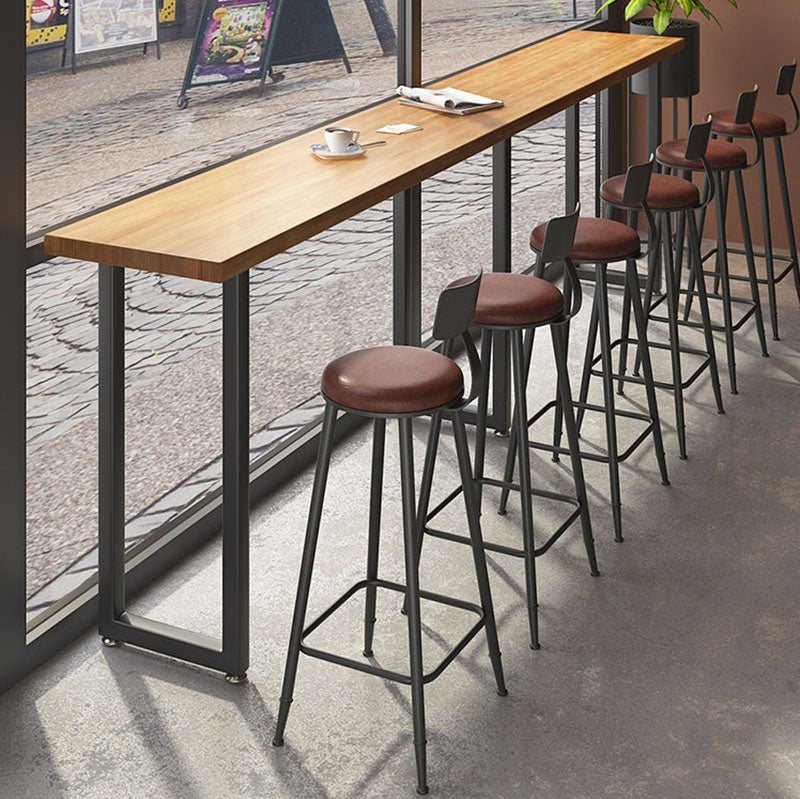 Modern Wood Pub Table with Rectangle Table Top Black Trestle Table with 42-inch Height