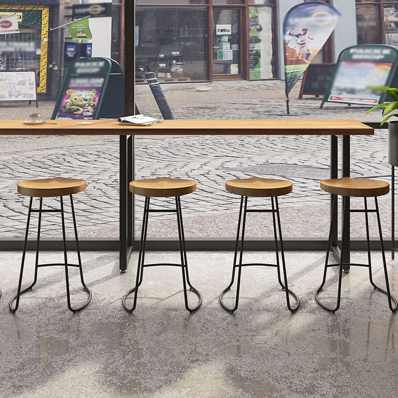 Modern Wood Pub Table with Rectangle Table Top Black Trestle Table with 42-inch Height