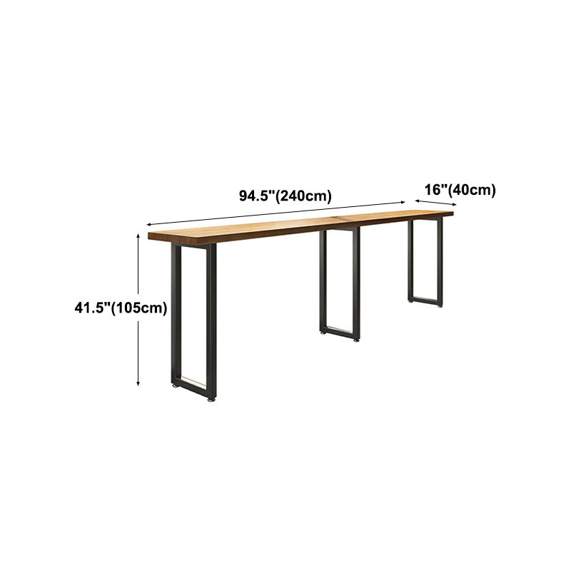 Modern Wood Pub Table with Rectangle Table Top Black Trestle Table with 42-inch Height