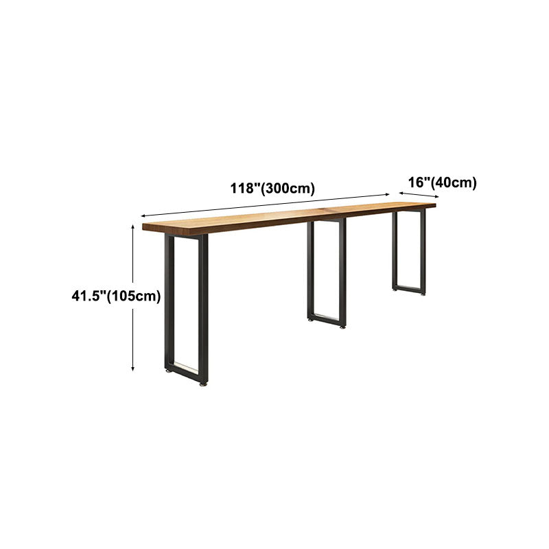 Modern Wood Pub Table with Rectangle Table Top Black Trestle Table with 42-inch Height