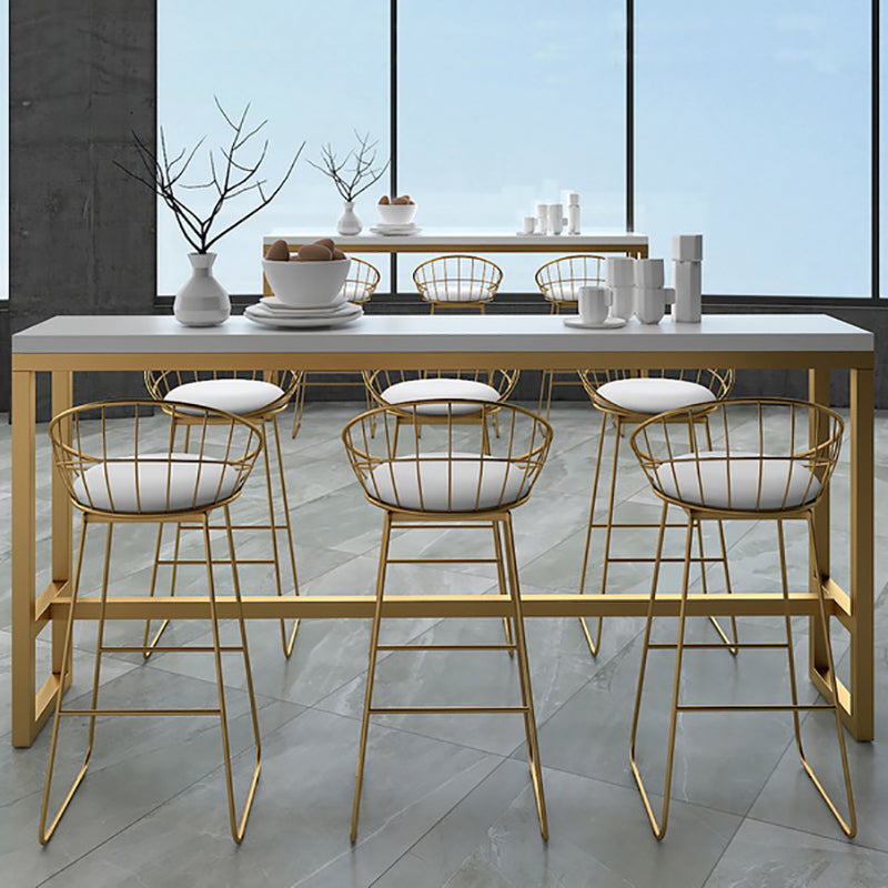 White Glam Style Bar Table in Metal and Wood Bar Indoor Bar Counter