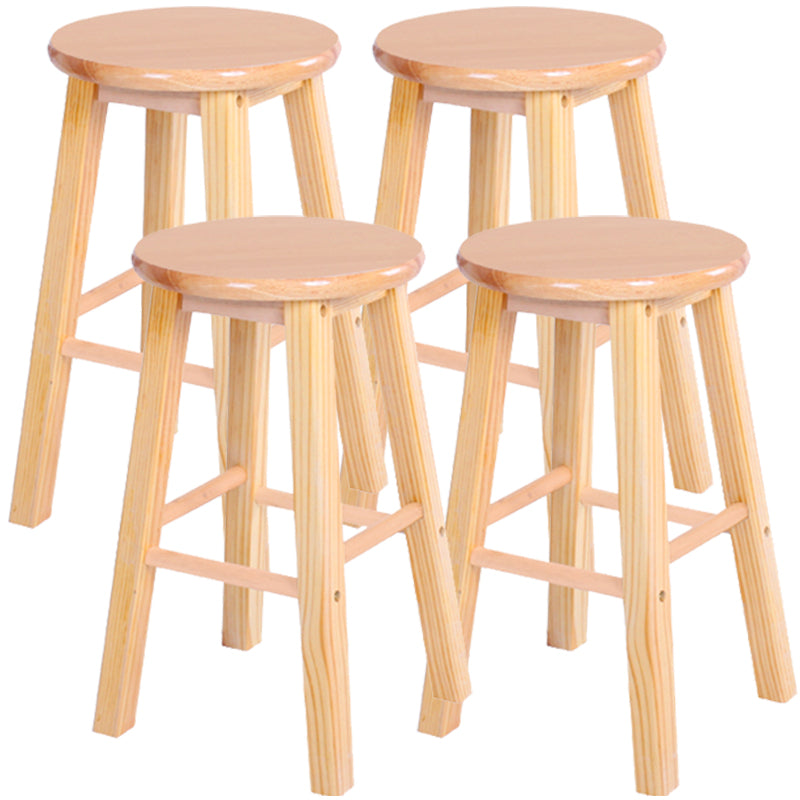 Zeitgenössische Massivholz -Barhocker -Barhocker mit Holzsitz und Fußstütze