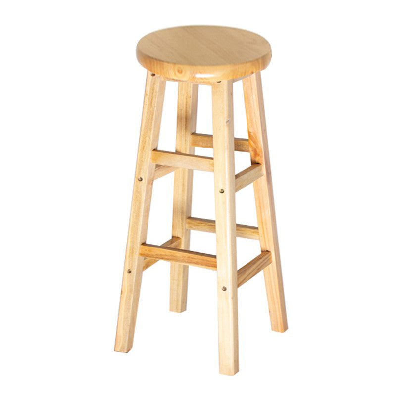 Zeitgenössische Massivholz -Barhocker -Barhocker mit Holzsitz und Fußstütze