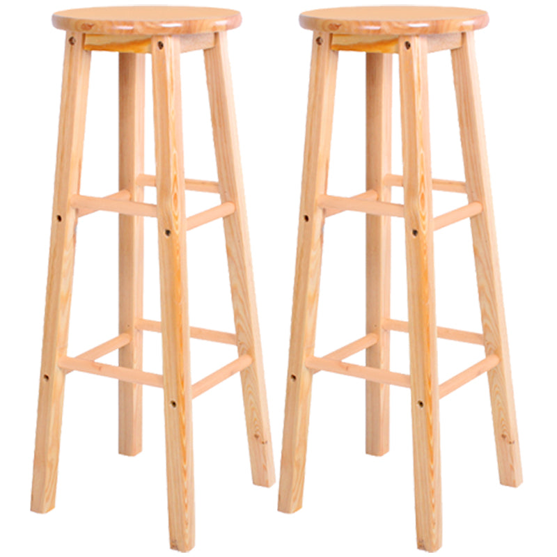 Zeitgenössische Massivholz -Barhocker -Barhocker mit Holzsitz und Fußstütze