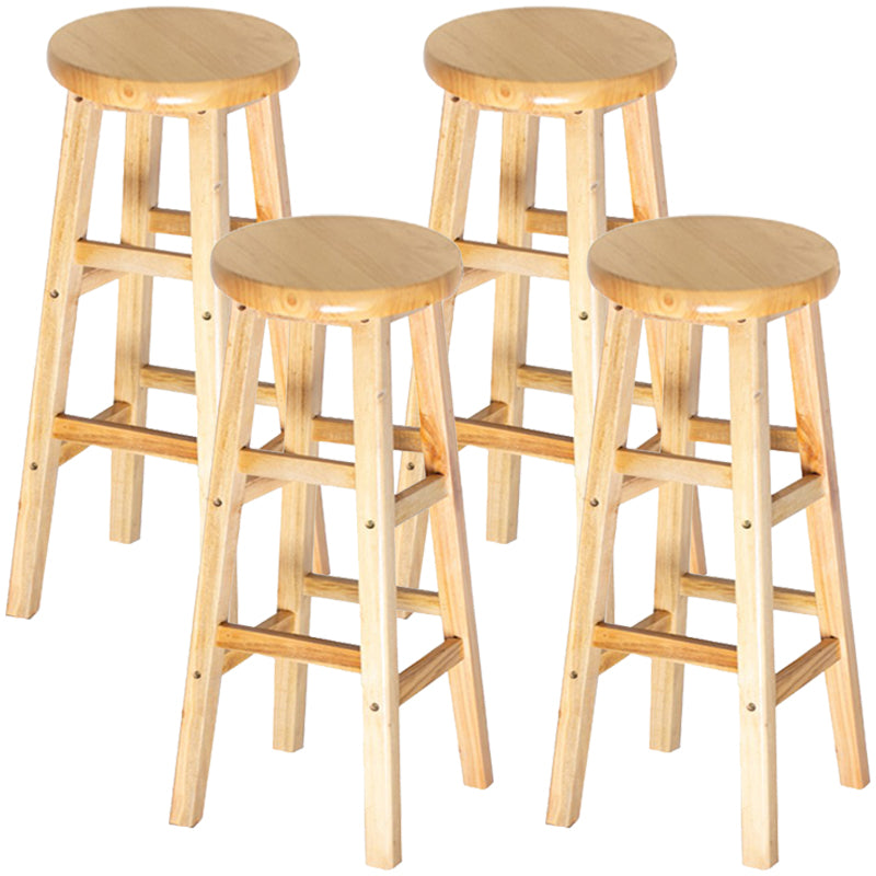 Zeitgenössische Massivholz -Barhocker -Barhocker mit Holzsitz und Fußstütze