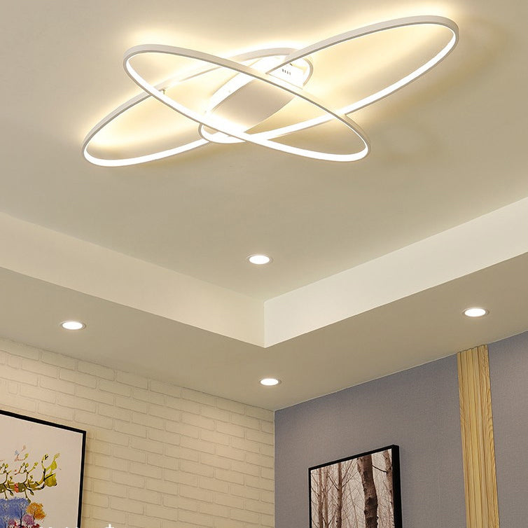 Contemporary Oval Flush Light Fixture Metal 3 Light Flush Mount Lights