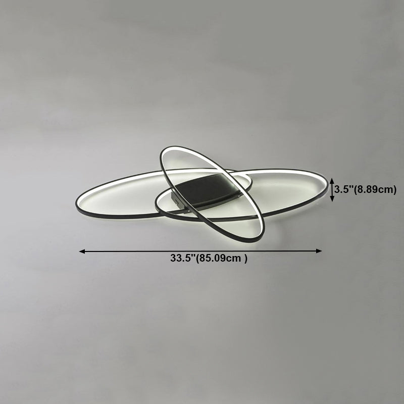 Contemporary Oval Flush Light Fixture Metal 3 Light Flush Mount Lights