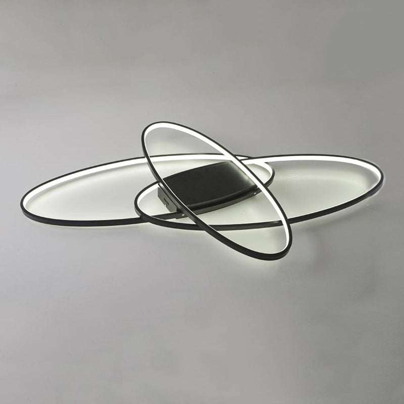 Contemporary Oval Flush Light Fixture Metal 3 Light Flush Mount Lights