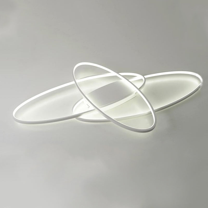 Contemporary Oval Flush Light Fixture Metal 3 Light Flush Mount Lights