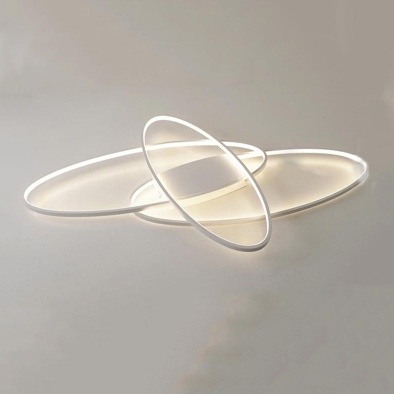 Contemporary Oval Flush Light Fixture Metal 3 Light Flush Mount Lights