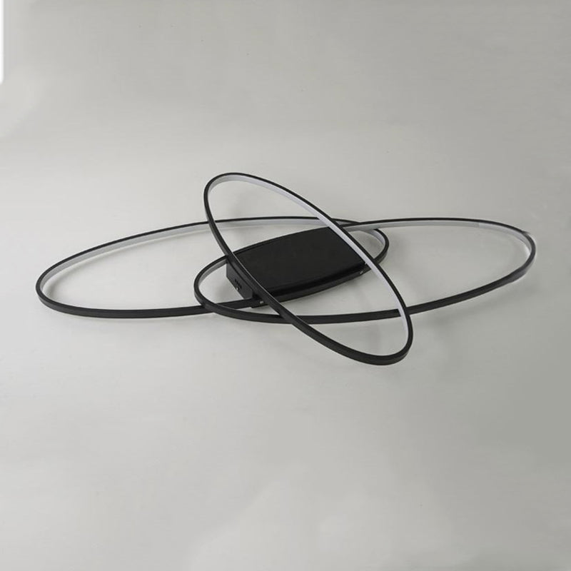 Contemporary Oval Flush Light Fixture Metal 3 Light Flush Mount Lights