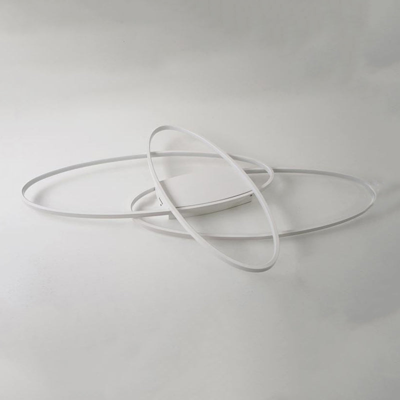 Contemporary Oval Flush Light Fixture Metal 3 Light Flush Mount Lights