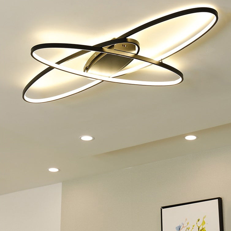 Contemporary Oval Flush Light Fixture Metal 3 Light Flush Mount Lights