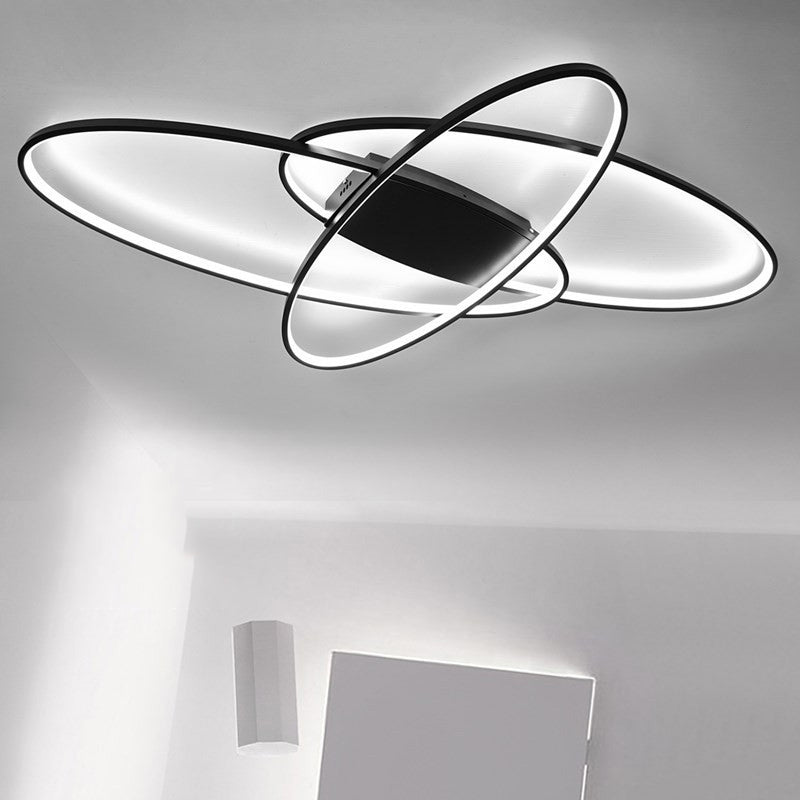 Contemporary Oval Flush Light Fixture Metal 3 Light Flush Mount Lights