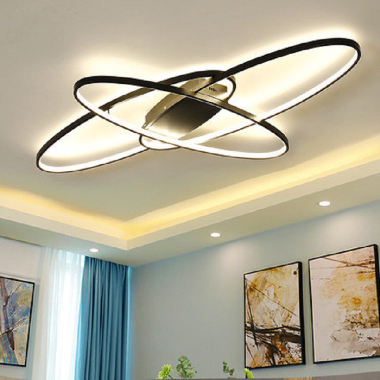 Contemporary Oval Flush Light Fixture Metal 3 Light Flush Mount Lights