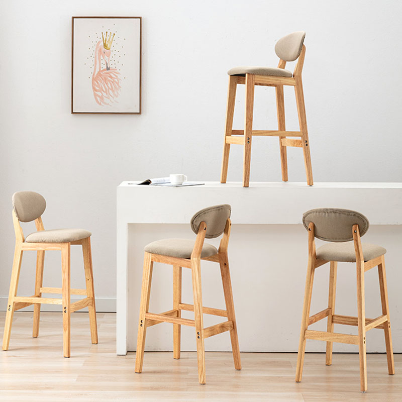 Taburete moderno sin brazos para mostrador, taburete de bar de madera para tienda de postres con cojín y pedal