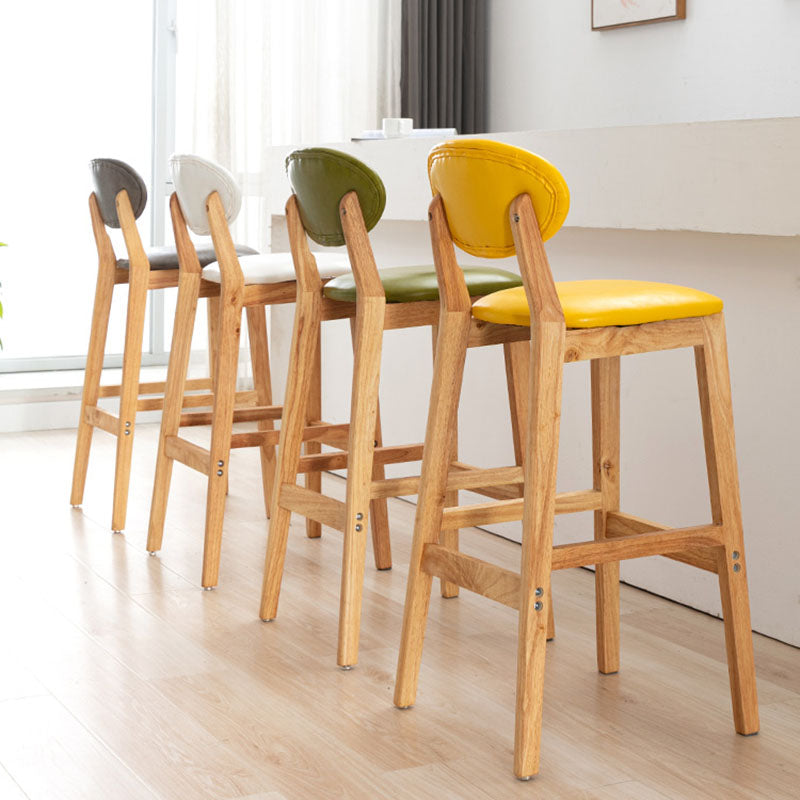 Taburete moderno sin brazos para mostrador, taburete de bar de madera para tienda de postres con cojín y pedal