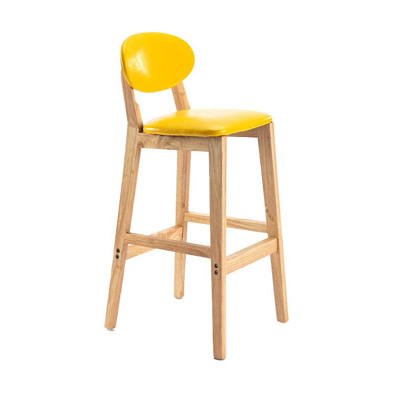 Taburete moderno sin brazos para mostrador, taburete de bar de madera para tienda de postres con cojín y pedal