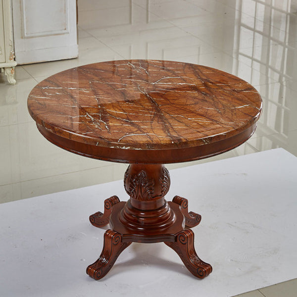 Round 4 Legs Victorian Style Dining Table Sintered Stone Fixed Table for Kitchen