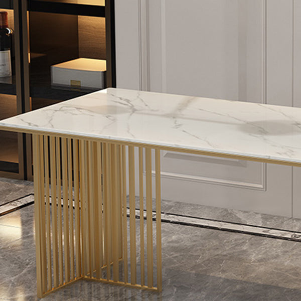 Mesa de comedor de lujo tradicional Mesa de piedra sinterizada con marco de oro para uso en el hogar