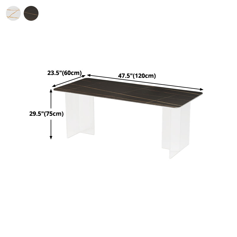Modern Dining Table Rectangle Stone Top Table with Sled Base