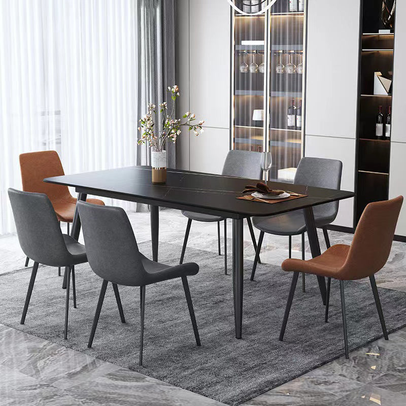 Stone Dining Room Collection Industrial Style Rectangle 4 Legs Dining Table
