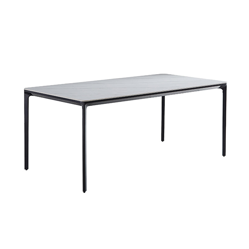 Rectangle Industrial Dining Table Sintered Stone Fixed Table with 4 Legs