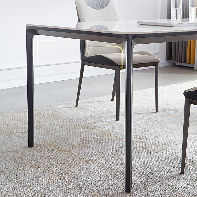 Rectangle Industrial Dining Table Sintered Stone Fixed Table with 4 Legs